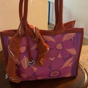 Brighton VERA TROPICS TOTE PINK & ORANGE * GENTLY USED*
